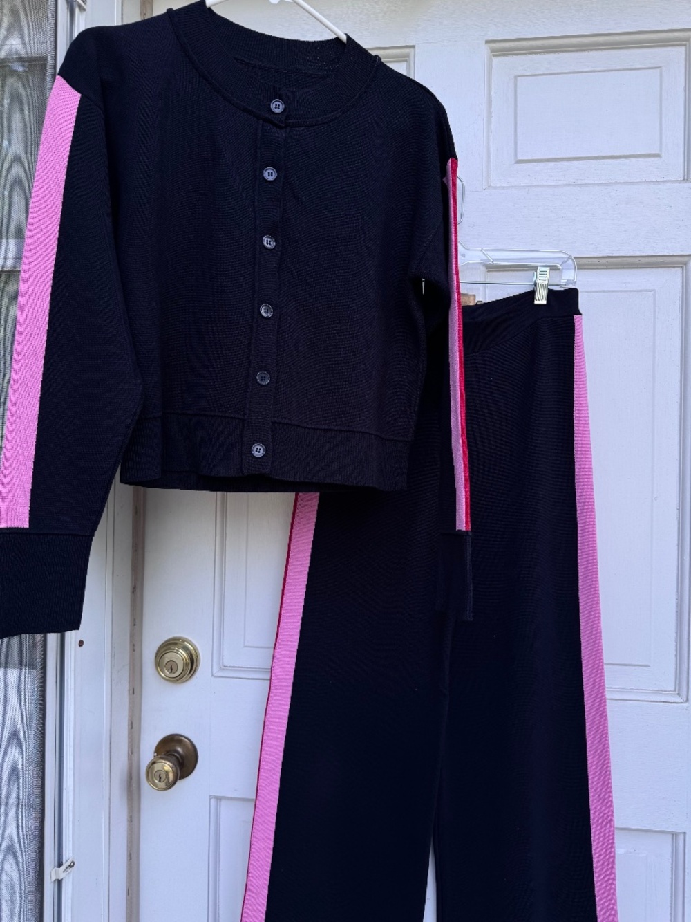 Maeve Anthropologie Deep Navy 2 Piece Knit Travel Set Cardigan Wide Leg Pants XS